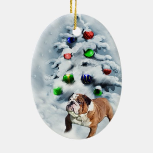 Engels Bulldog kerstcadeaus Ornament (Achterkant)