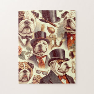 Engels Bulldog naadloze illustratie Legpuzzel