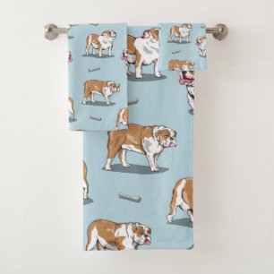 Engels bulldog patroon bad handdoek