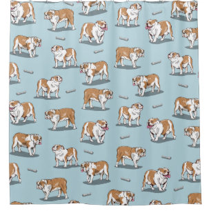 Engels bulldog patroon douchegordijn