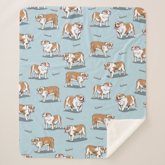Engels bulldog patroon sherpa deken (Voorkant)