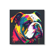Engels Bulldog Pop Art Canvas Print