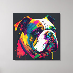 Engels Bulldog Pop Art Canvas Print
