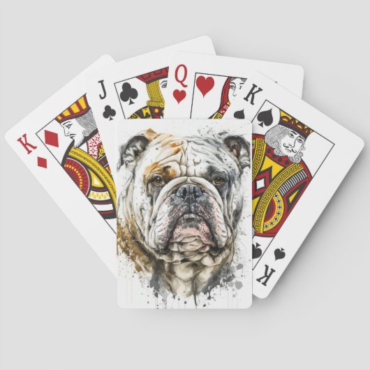 Engels Bulldog portret dier schilderij wilde diere Pokerkaarten (Achterkant)