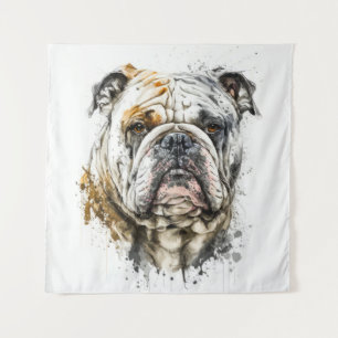 Engels Bulldog portret dier schilderij wilde diere Wandkleed