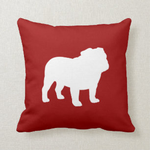 Engels Bulldog Silhouette Red en White Hondenliefh Kussen