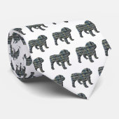 Engels Bulldog Silhouette Yellow & Blue White Stro Stropdas (Opgerold)