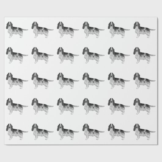 Engels Cocker Spaniel in Black and White Pattern Cadeaupapier (Vlak)