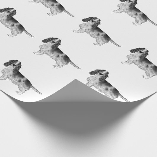 Engels Cocker Spaniel in Black and White Pattern Cadeaupapier (Hoek)
