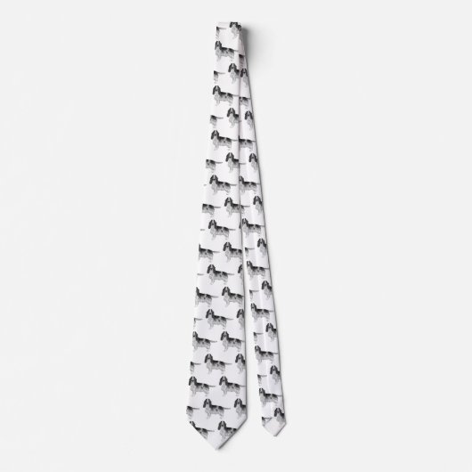 Engels Cocker Spaniel in Black and White Pattern Stropdas (Voorkant)