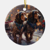 Engels Cocker Spaniel Kerstmis Feestelijk Seizoen Keramisch Ornament (Voorkant)