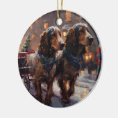 Engels Cocker Spaniel Kerstmis Feestelijk Seizoen Keramisch Ornament (Links)