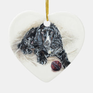 Engels Cocker Spaniel met Cricket Ball-schilderij Keramisch Ornament