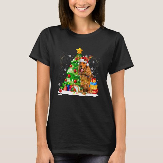Engels Cocker Spaniel Reindeer Kerstlampje D T-shirt (Voorkant)