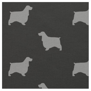 Engels Cocker Spaniel Silhouettes Black en Grey Stof