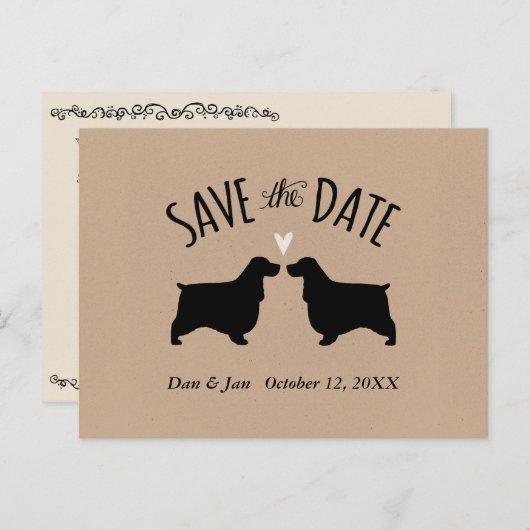 Engels Cocker Spaniels Bruiloft Save the Date Aankondigingskaart (Voorkant / Achterkant)