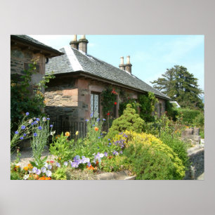 Engels Cottage II met bloem tuinfotografie Poster