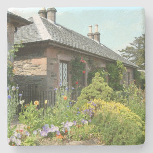 Engels Cottage II met bloem tuinfotografie Stenen Onderzetter