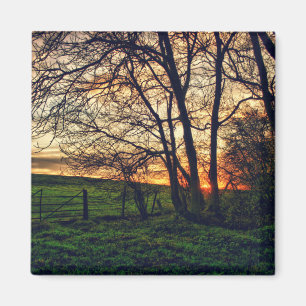 Engels Countryside Sunset HDR art fridge magnet Magneet