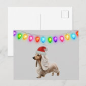 Engels Cream Christmas Dachshund Briefkaart (Voorkant / Achterkant)