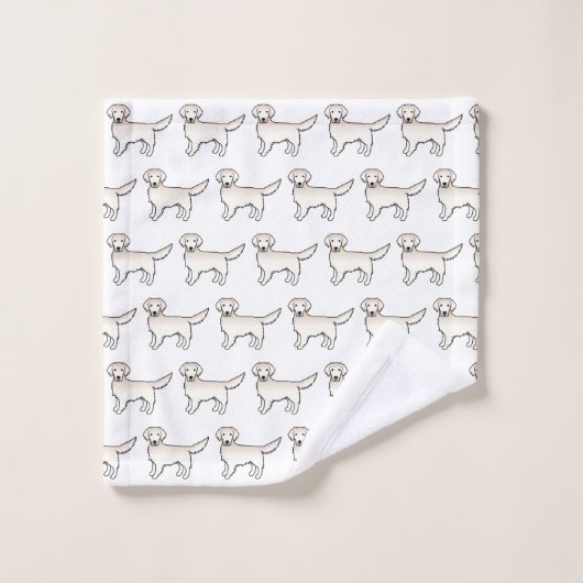 Engels Cream Golden Retriever Cartoon Dog Patroon Bad Handdoek (Wasdoekje)