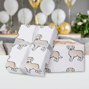 Engels Cream Golden Retriever Cartoon Dog Patroon Cadeaupapier