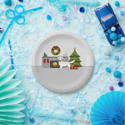 Engels Cream Golden Retriever in een kerstzaal Papieren Bordje (Feest)