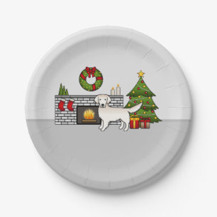 Engels Cream Golden Retriever in een kerstzaal Papieren Bordje