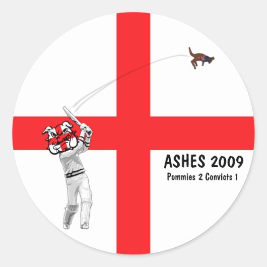Engels cricket ronde sticker (Voorkant)
