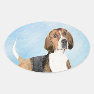 Engels filtreerschilderij - Kute Original Dog Art Ovale Sticker