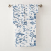  Engels Floral Toile de Jouy-Blue Bad Handdoek (Insitu)