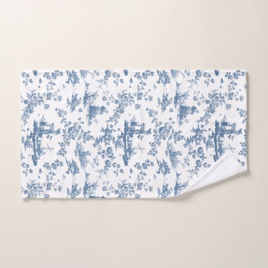  Engels Floral Toile de Jouy-Blue Bad Handdoek (Handdoek)