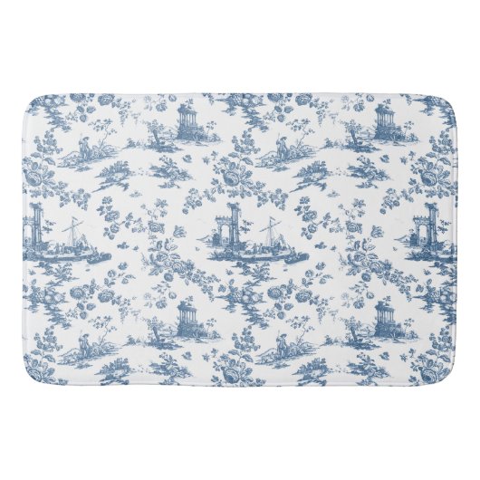  Engels Floral Toile de Jouy-Blue Badmat (Voorkant)