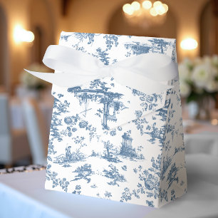 Engels Floral Toile de Jouy-Blue Bedankdoosjes