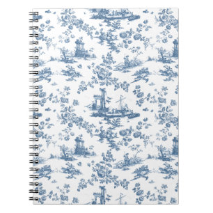 Engels Floral Toile de Jouy-Blue Notitieboek