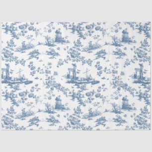 Engels Floral Toile de Jouy-Blue Tissuepapier