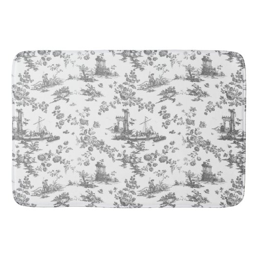  Engels Floral Toile de Jouy-Grey Badmat (Voorkant)