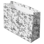  Engels Floral Toile de Jouy-Grey Groot Cadeauzakje (Achterkant Gekanteld)