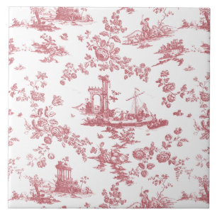  Engels Floral Toile de Jouy-Pink Tegeltje