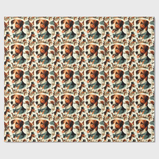 Engels Foxhound Illustratie Cadeaupapier (Vlak)