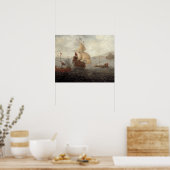 Engels Galley Frigate Flanked by Ottoman State Ba Poster (Keuken)