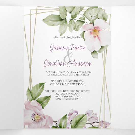 Engels Garden Wedding & Menu Invitation Tri-Fold (Binnenkant midden)