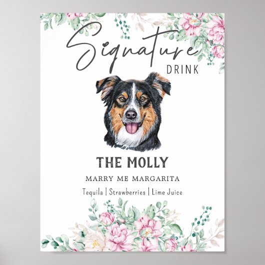 Engels herder hond handtekening Drink teken Poster (Voorkant)