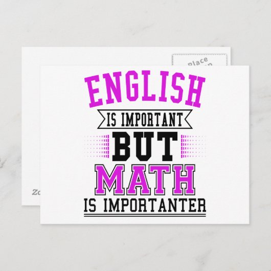 Engels is belangrijk maar Wiskunde is belangrijk Briefkaart (Voorkant / Achterkant)