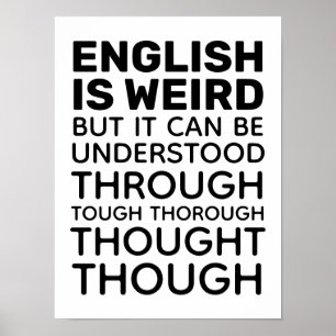 Engels is raar grappige grammatica poster
