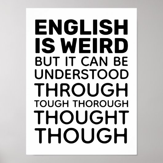 Engels is Weird Funny Grammar Poster (Voorkant)