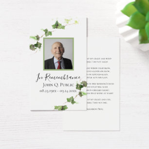 Engels Ivy Vine Greenery Begrafenis Gebed Visitekaartje