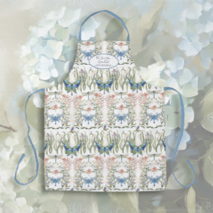 Engels Land Bloemen Blauw en Wit Grootmoeder Schort