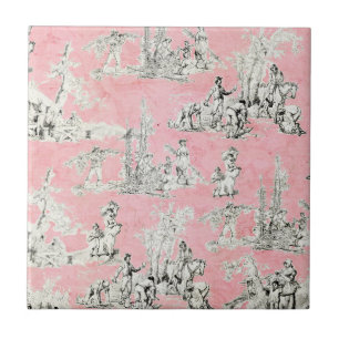 Engels land roze & zwarte toile tegeltje