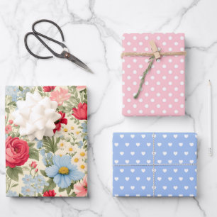 Engels Land Wildflower Set van 3 Inpakpapier Vel